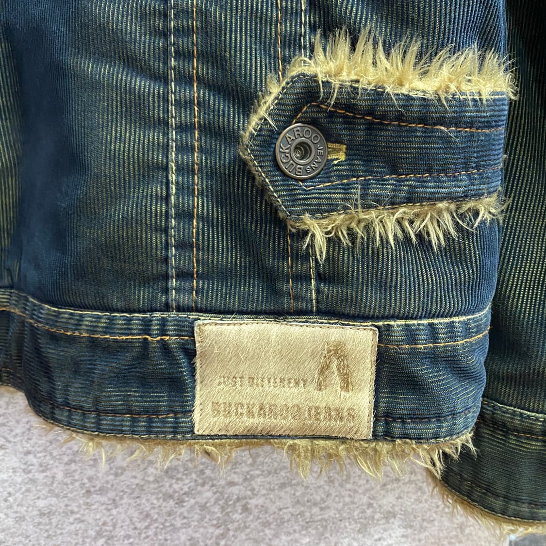 버커루 빈티지 코로듀이 무스탕 데님 자켓 B3530 상품이미지5