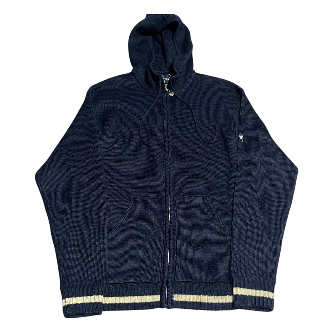 90's - 00's 스투시 네이비 니트 후드 집업  상품이미지1