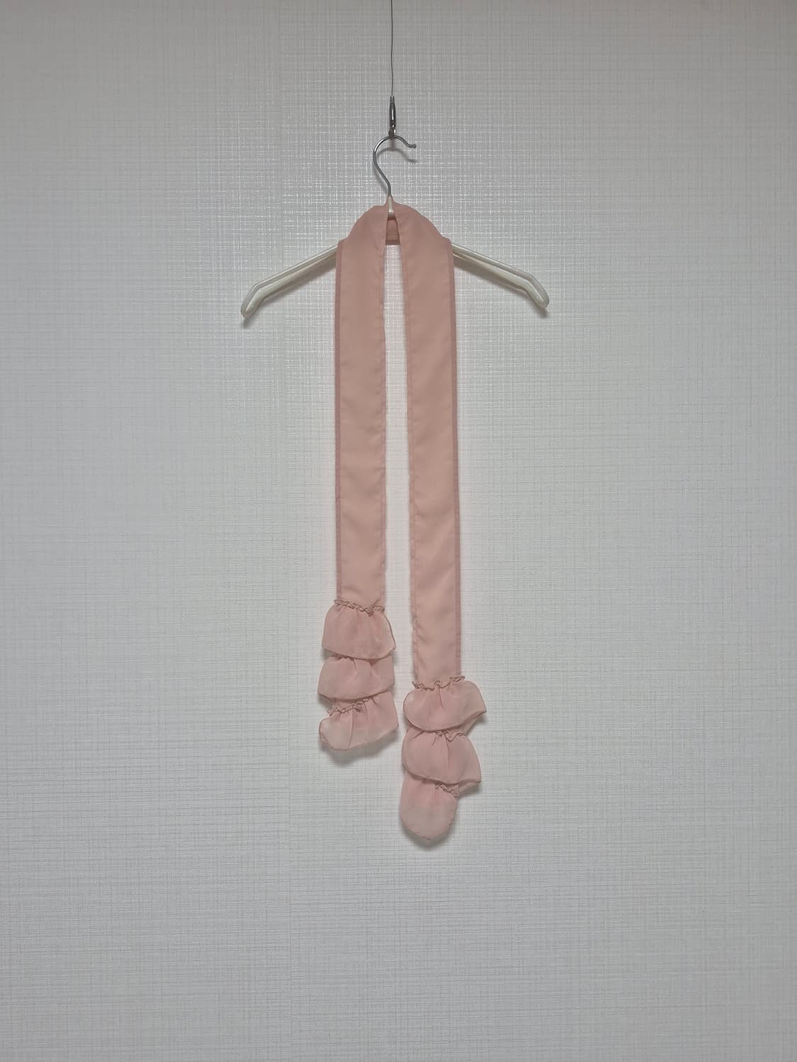 Japanese vintage 쉬폰프릴 스카프 사몬핑크 상품이미지1