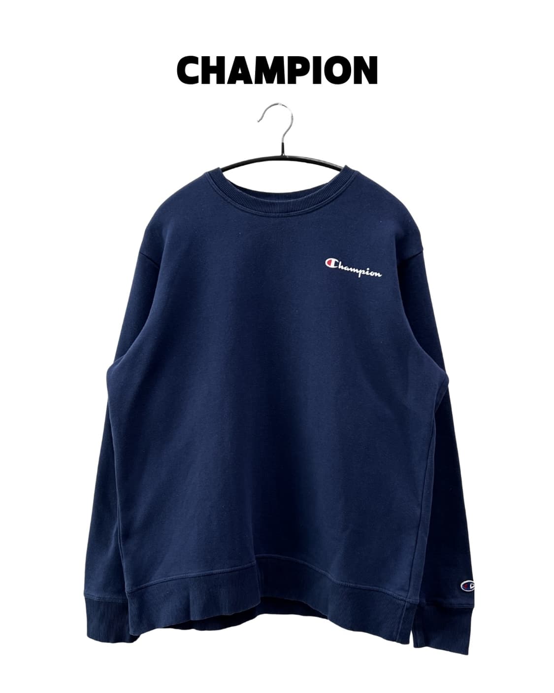 챔피온 로고 프린팅 맨투맨 네이비 상품이미지1