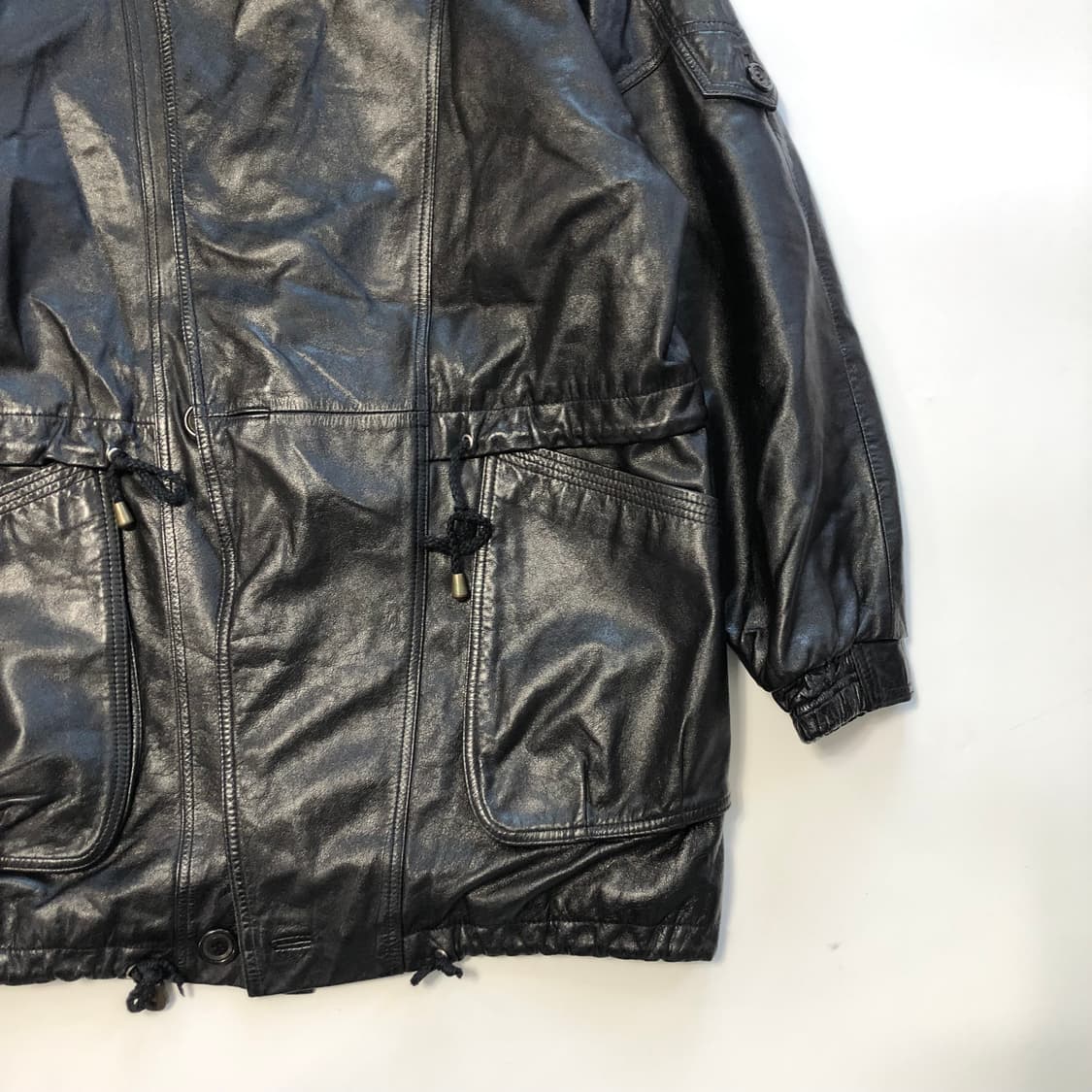 밀리터리 타입 스톰 플랩 레더 파카  상품이미지5