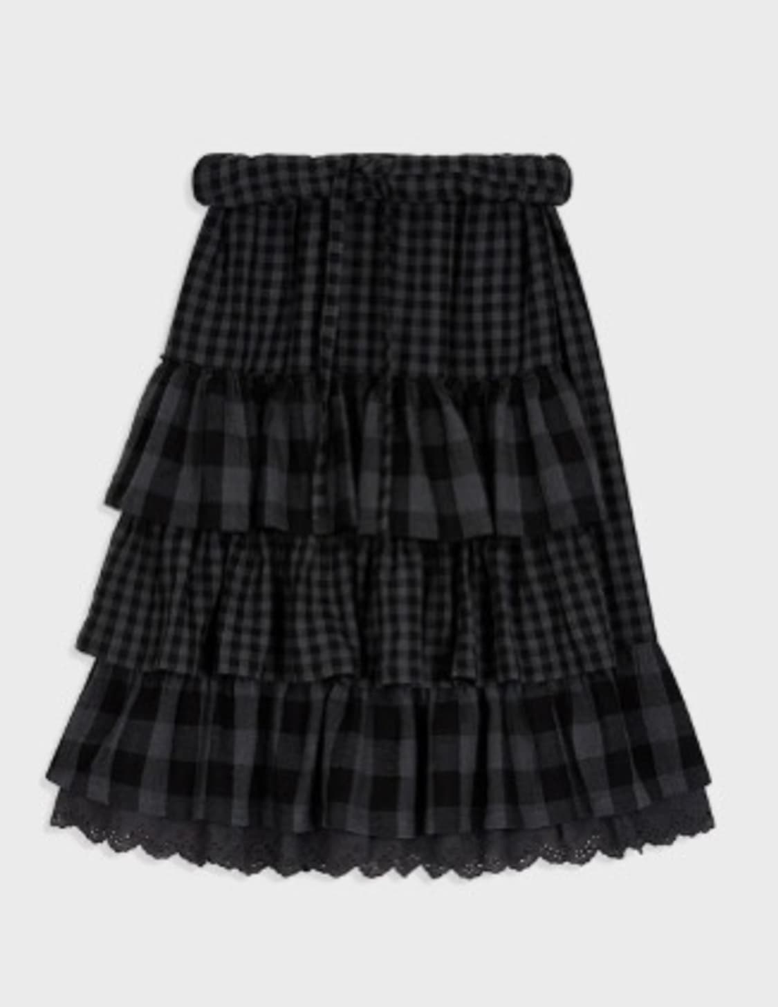 ROLLED WAIST TIERED SKIRT (BLACK) 상품이미지2