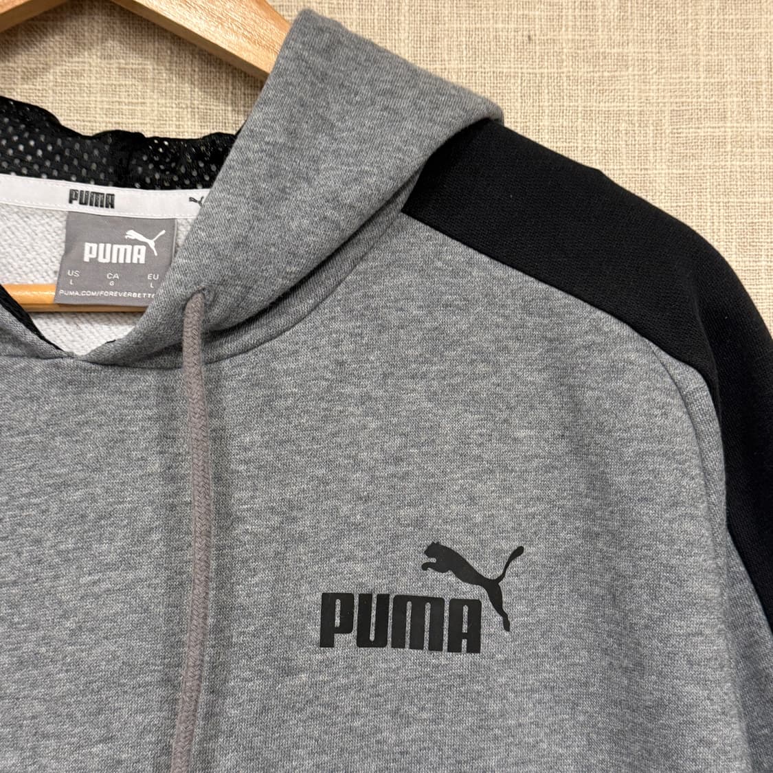 푸마 매쉬 스몰로고 후드티 그레이 L 상품이미지4