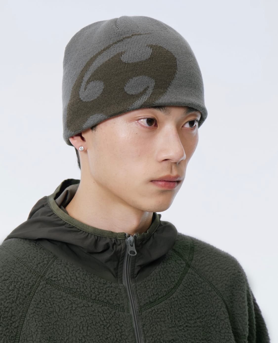 산산기어 로고 비니 카키 25FW 상품이미지2