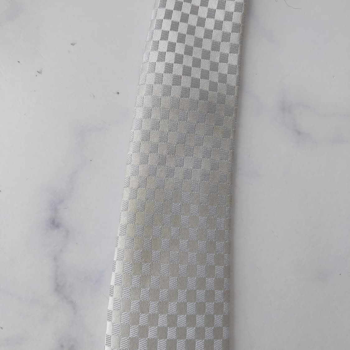 루이비통 실크 실버 체크 패턴 넥타이 9.5cm A~B등급 K2579 상품이미지10