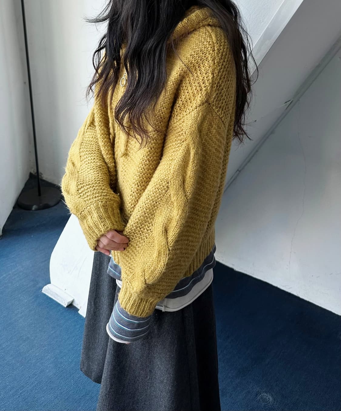  Low gauge knitted hood zip parka 상품이미지8