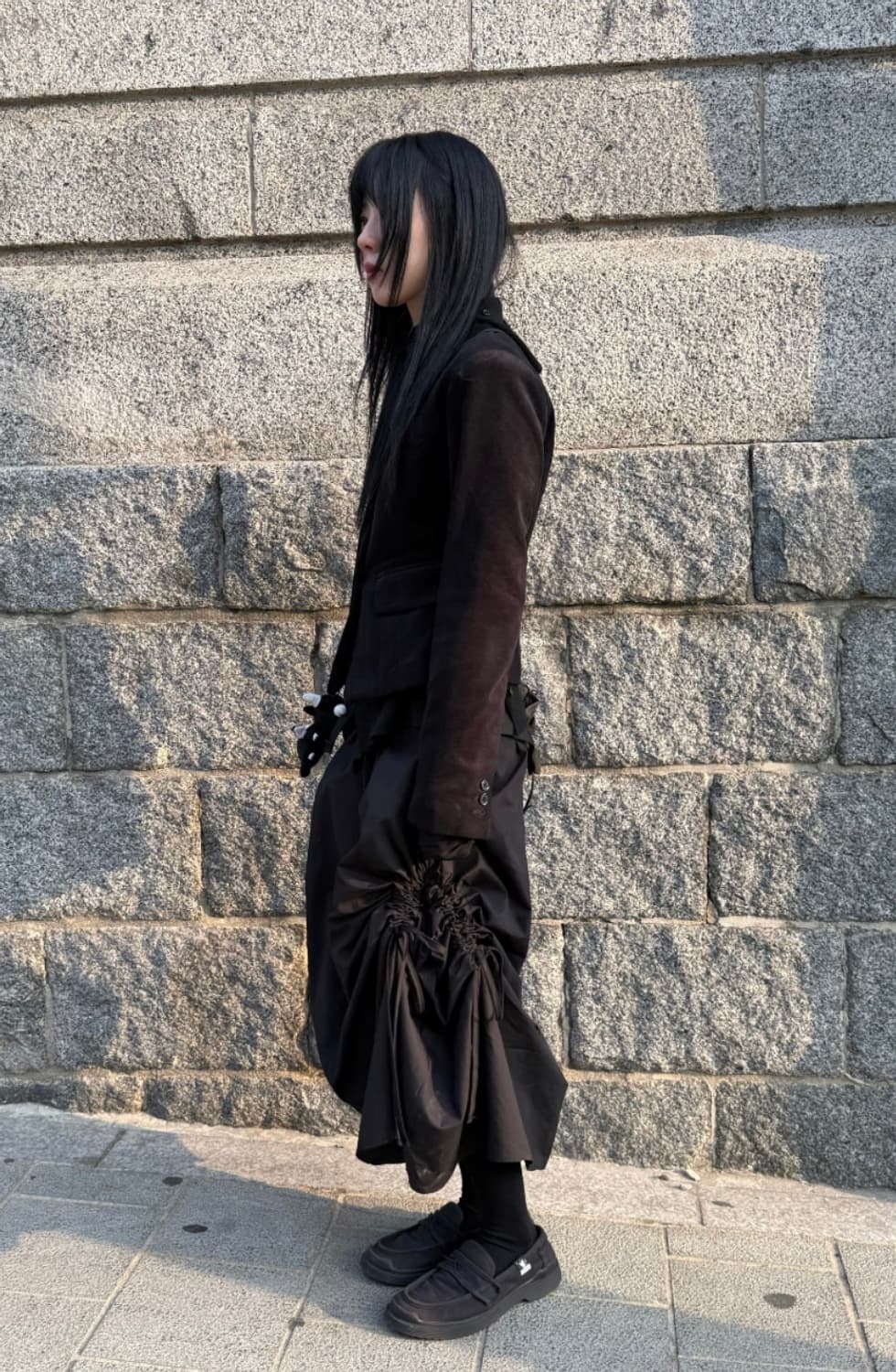 Woohwa side strap shirring sk black 상품이미지2