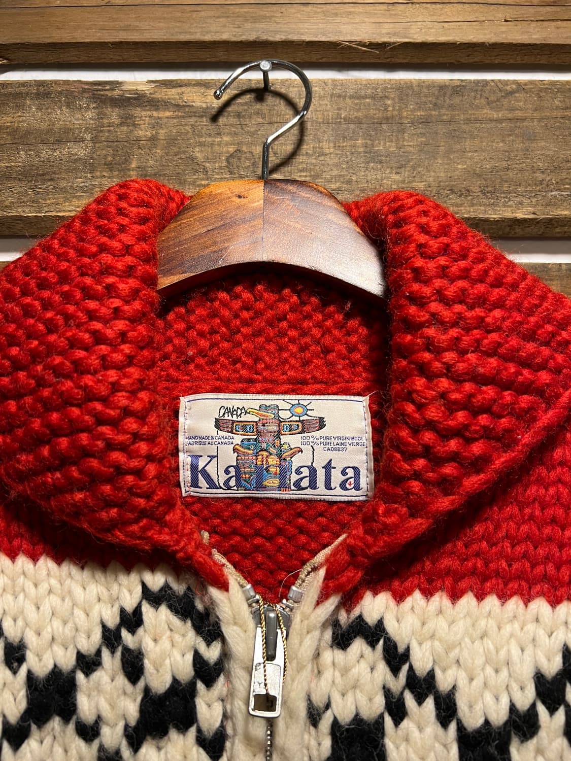 [L]KANATA 카나타 인디언 토템 레드 집업 코위찬 상품이미지2