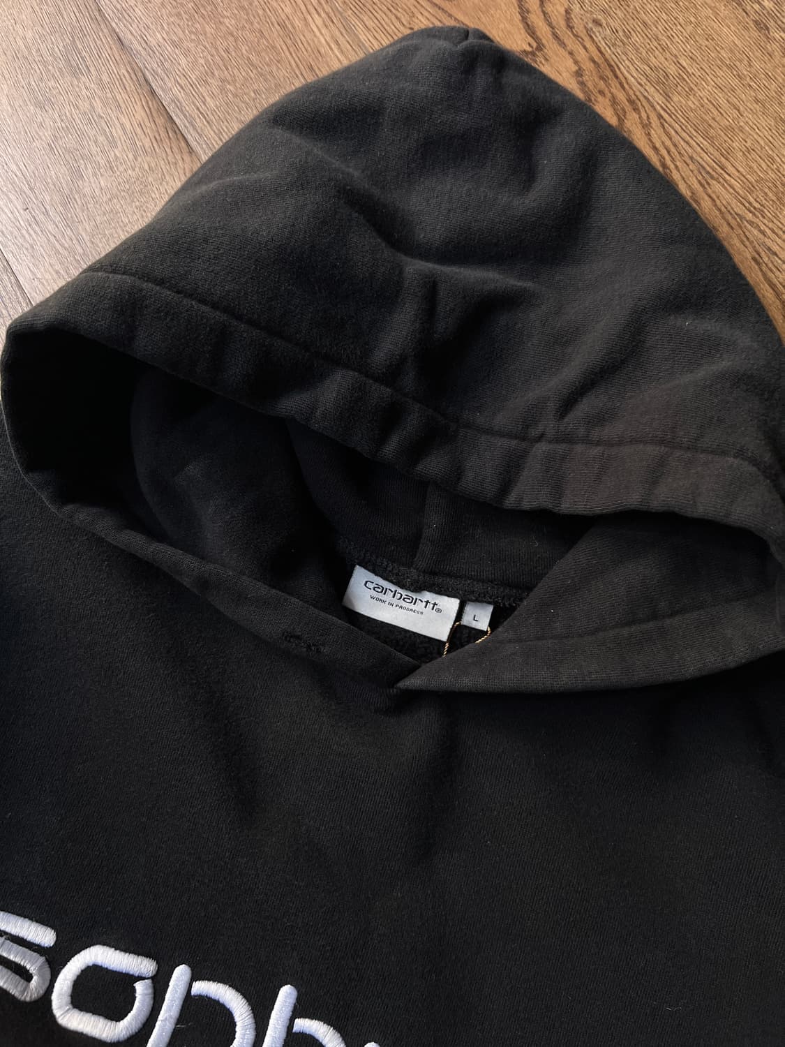 [L]칼하트x소프넷 블랙 후드 티셔츠 상품이미지2