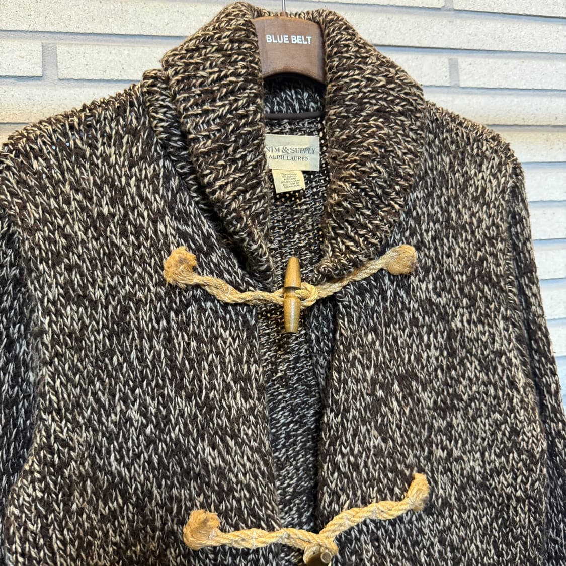 데님 앤 서플라이 토글 울 니트 가디건 마린로프 디테일 멜란지 브라운 상품이미지4