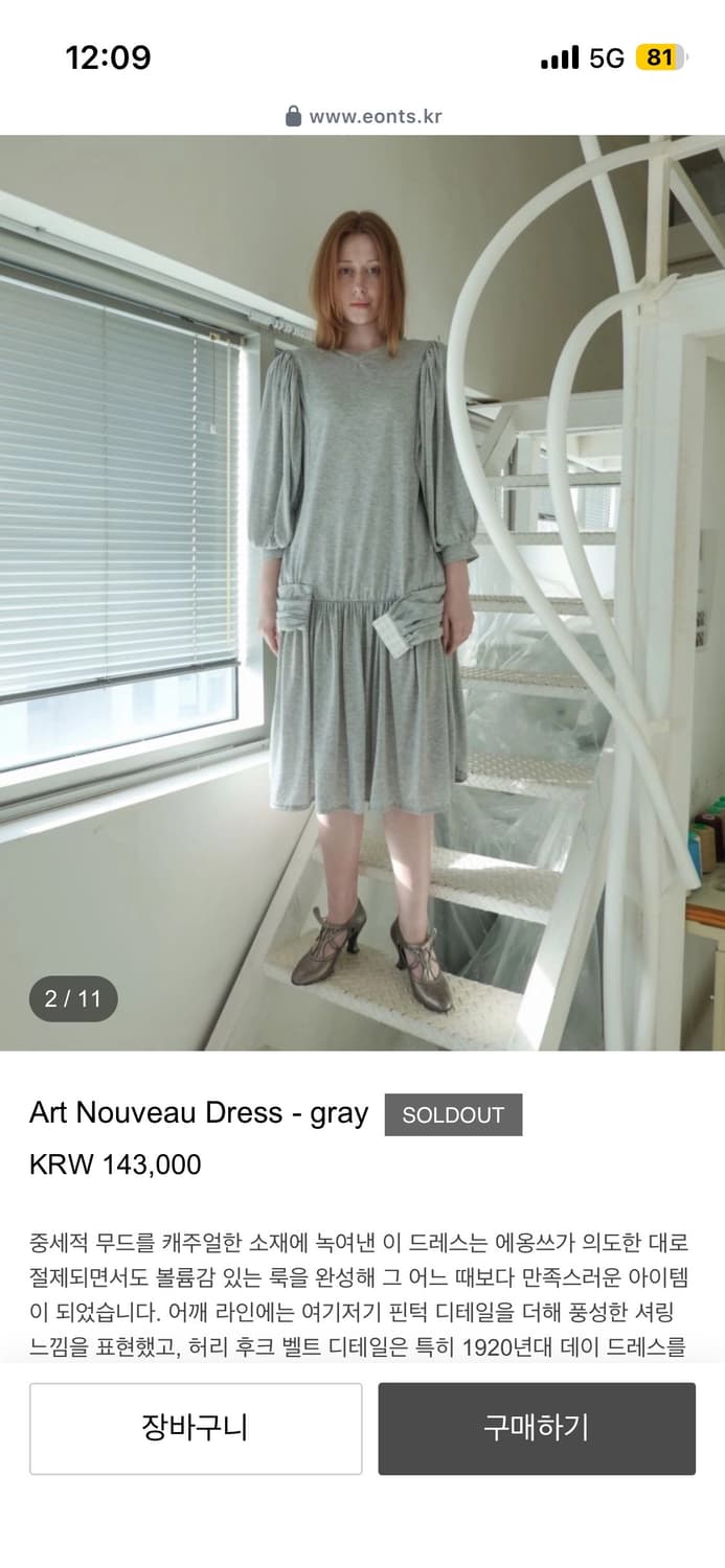 애옹쓰(eonts) Art Nouveau dress - gray 상품이미지1