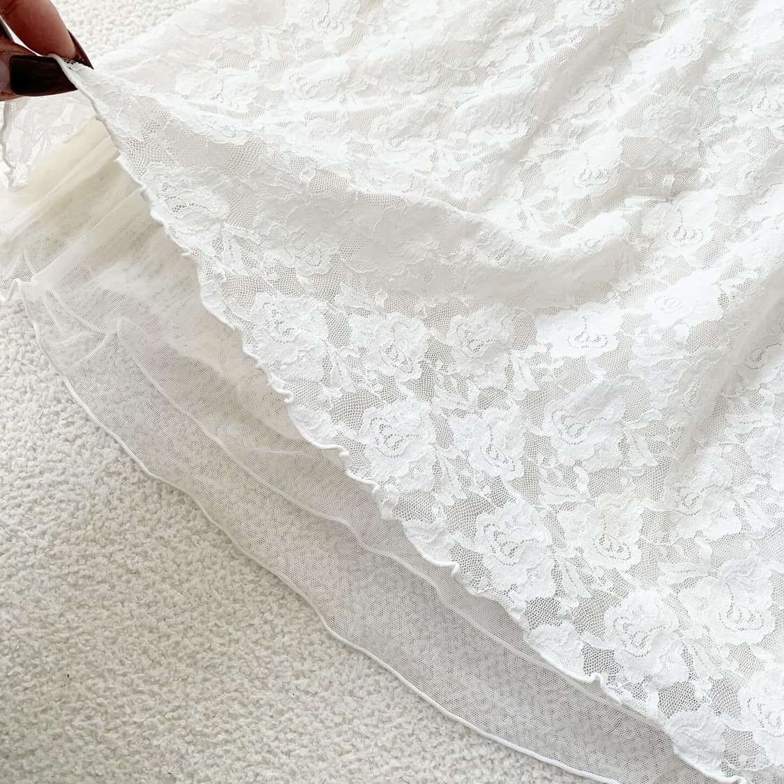 생크림화이트 레이스 슬립 원피스 상품이미지4