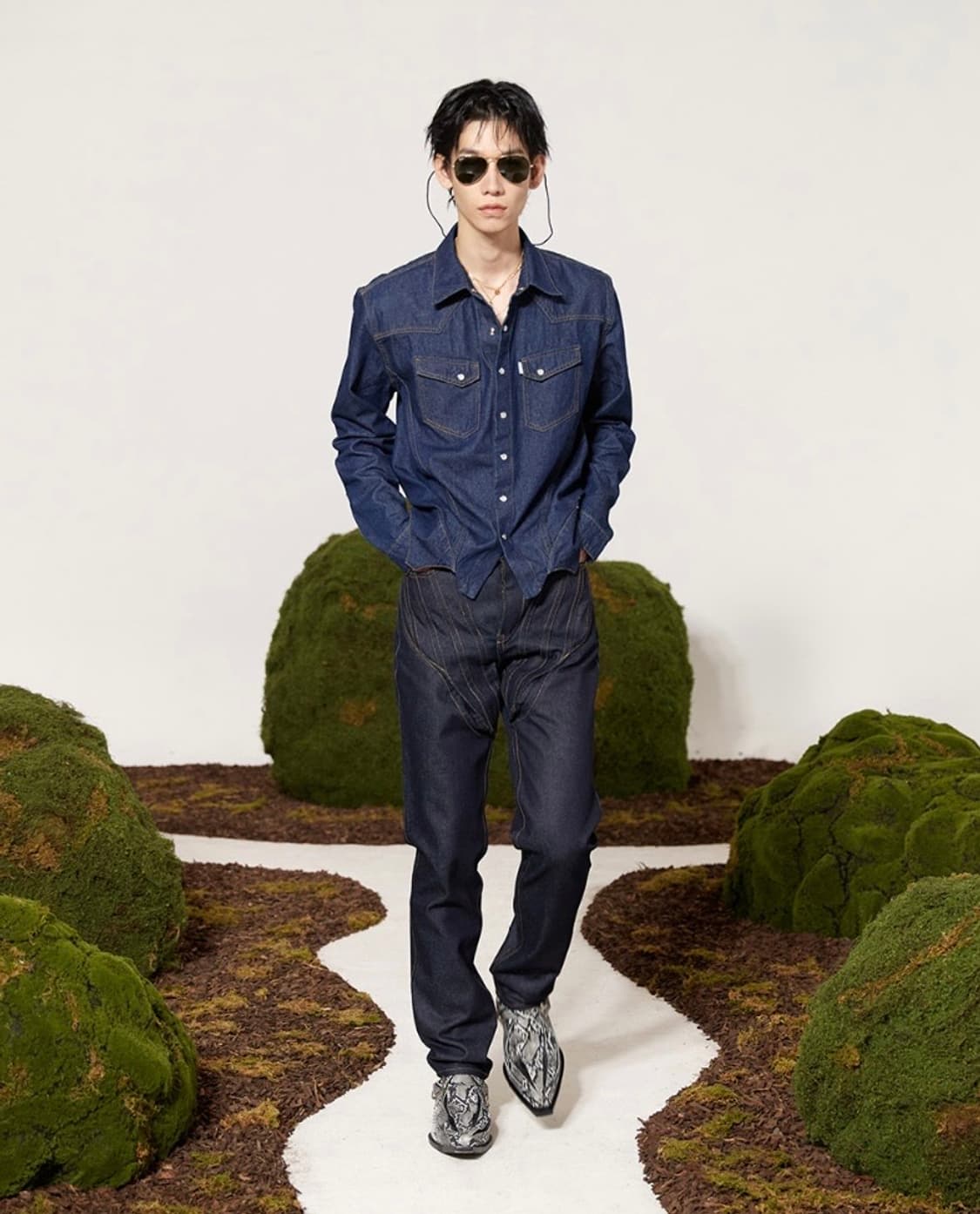 AW23/LASER-WASHED GATHERED CORSET DENIM 상품이미지2