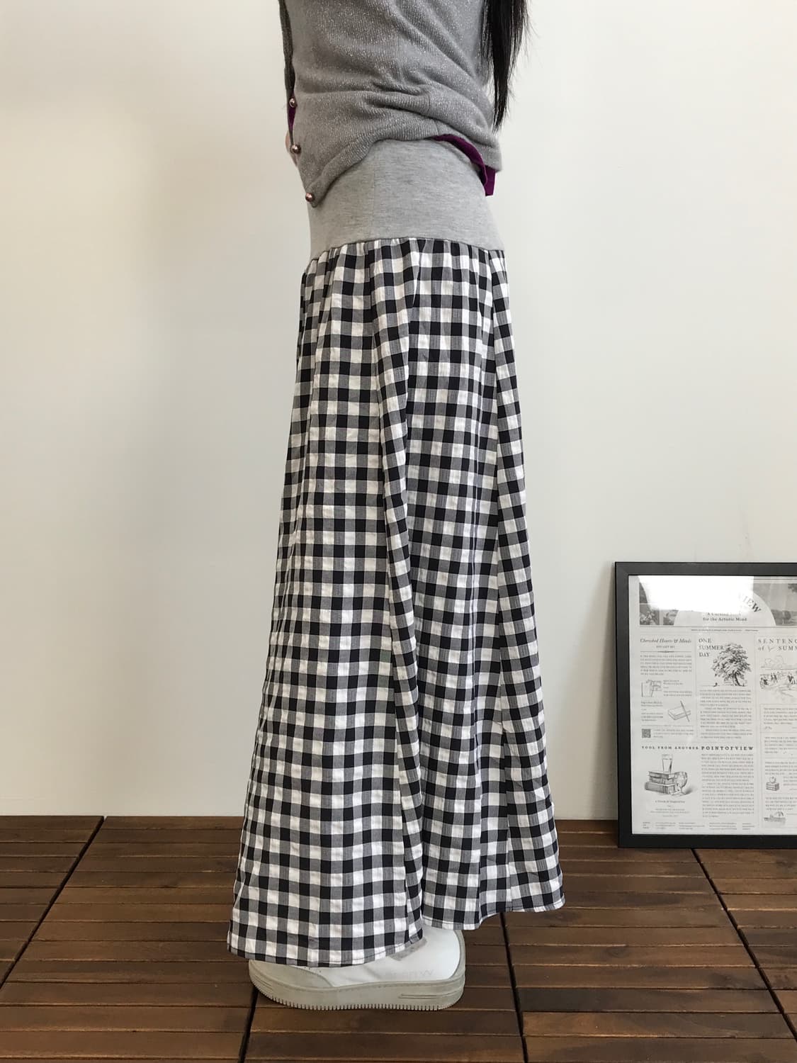 Jpn Poly Checked Long Skirts 상품이미지2