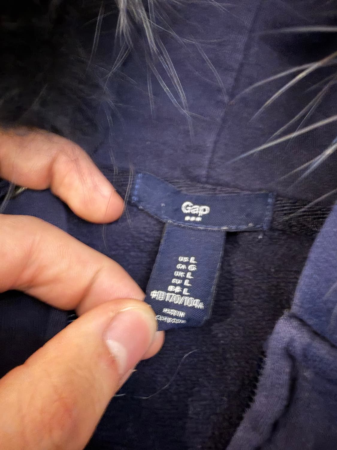 GAP 갭 y2k 울프죠 퍼 후드집업 네이비 상품이미지4