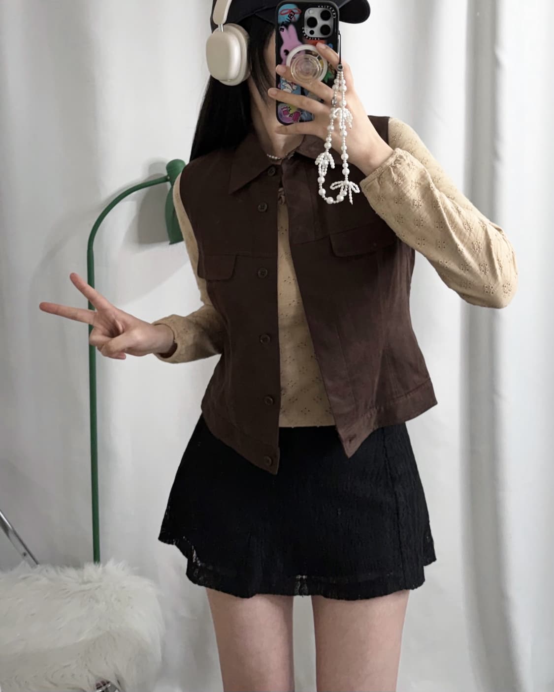 블랙 레이스 미니 스커트 상품이미지4