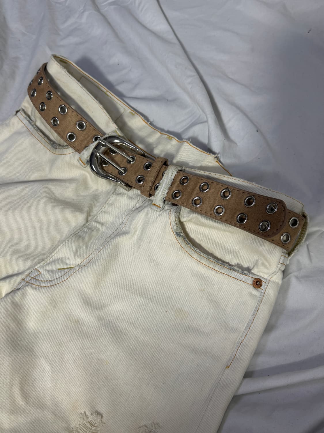 빈티지 스웨이드 터치 코튼 레더 벨트 상품이미지2