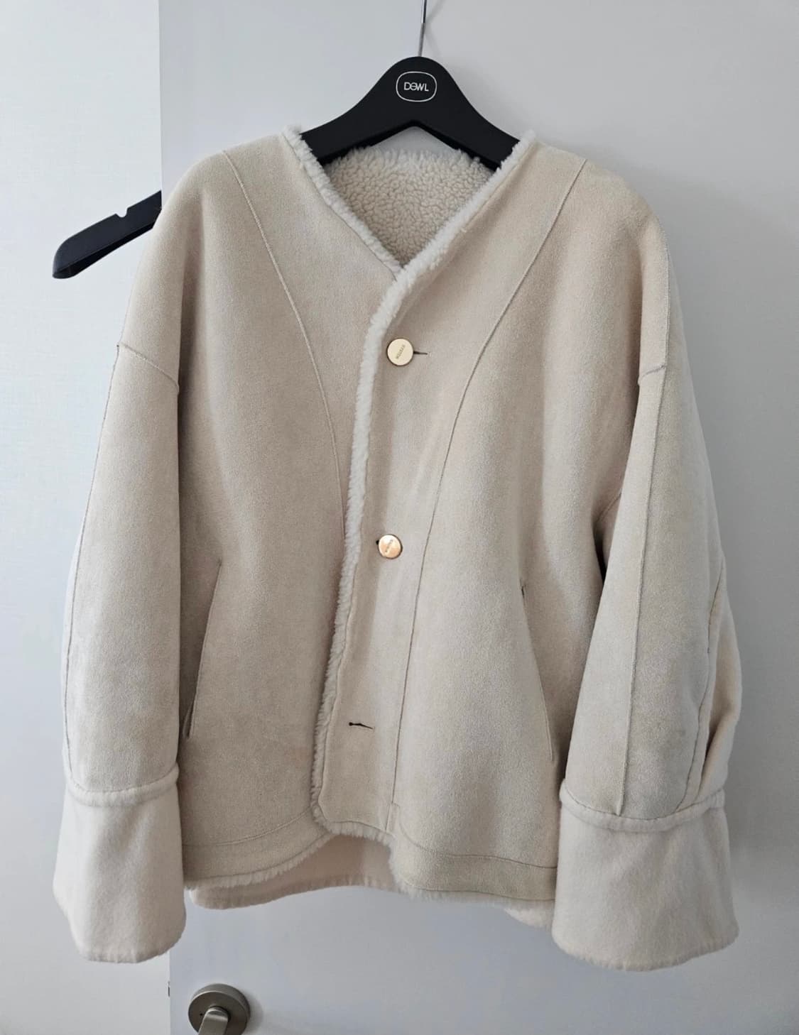 시스템 양면 시어링 코트 (양모 뽀글이, 무스탕) 모92% + 캐시8% 상품이미지7