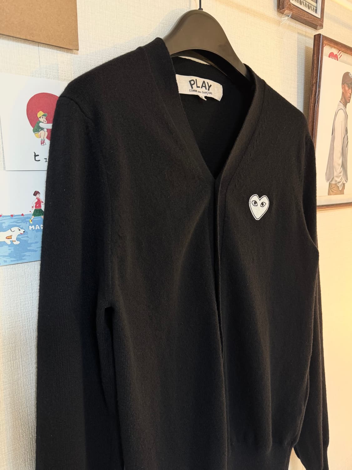 [S]꼼데가르송 플레이 화이트와펜 가디건 블랙 상품이미지2