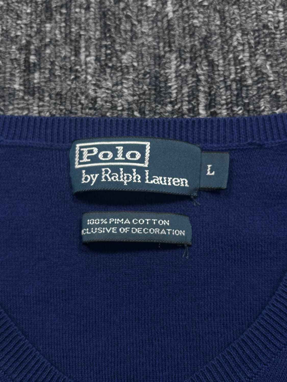 폴로 블루 피마코튼 브이넥 니트 상품이미지6