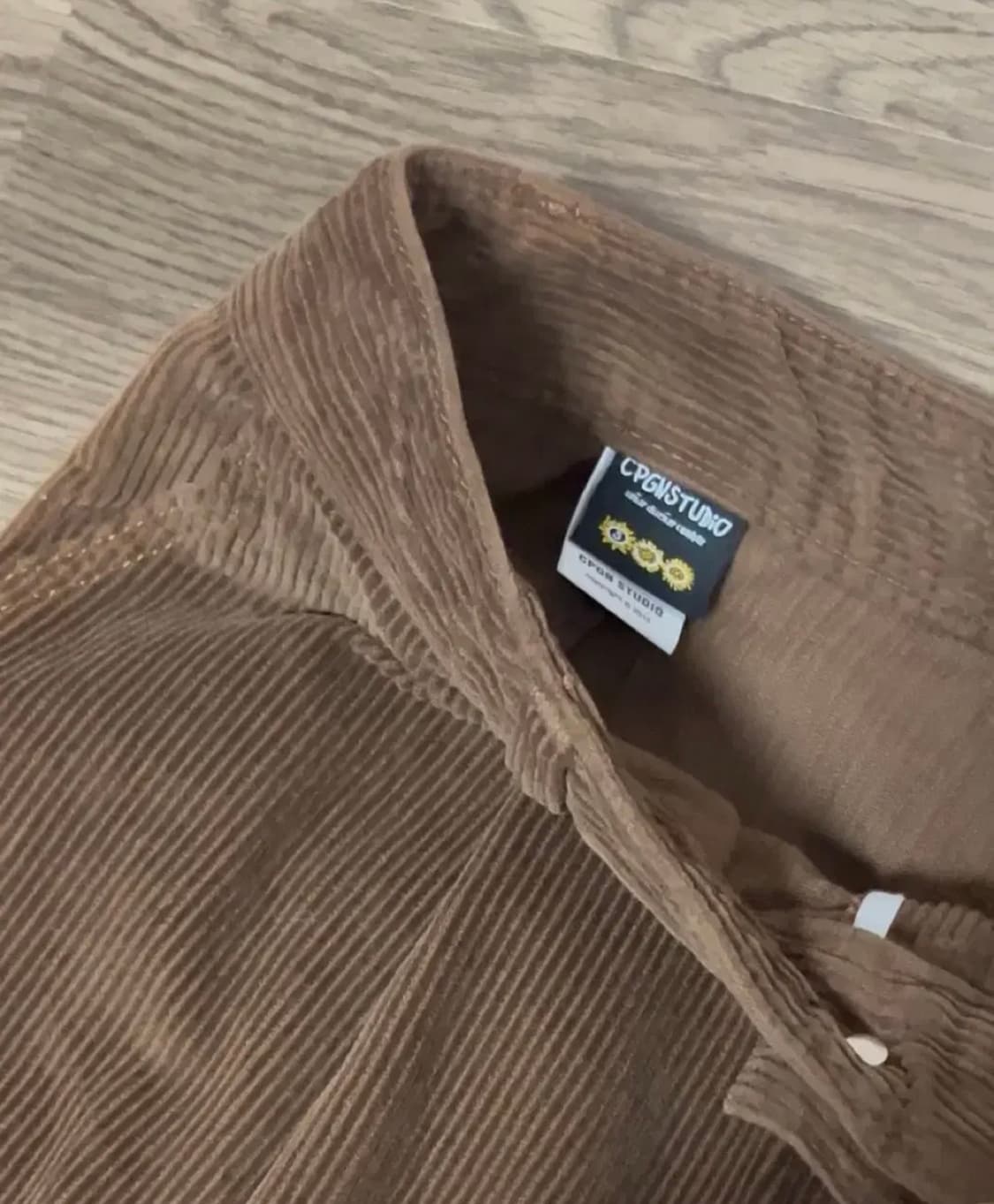 꼼파뇨 골덴 코듀로이 브라운 핀턱 와이드 팬츠 상품이미지3