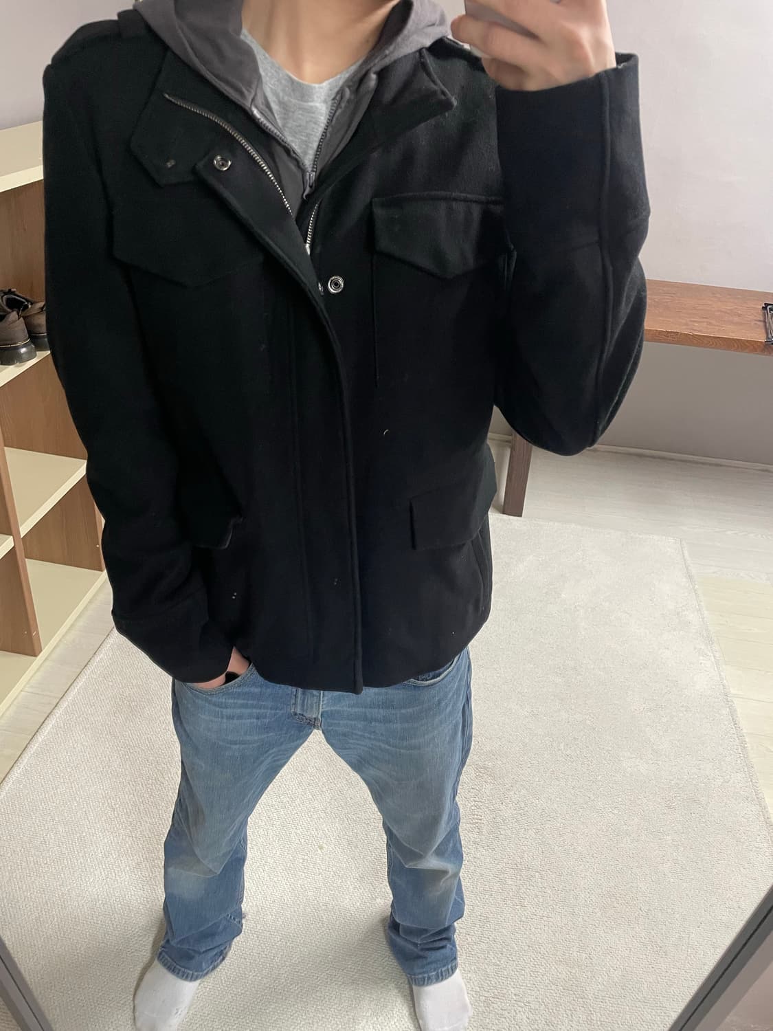 M) 자라 밀리터리 울 자켓 상품이미지2