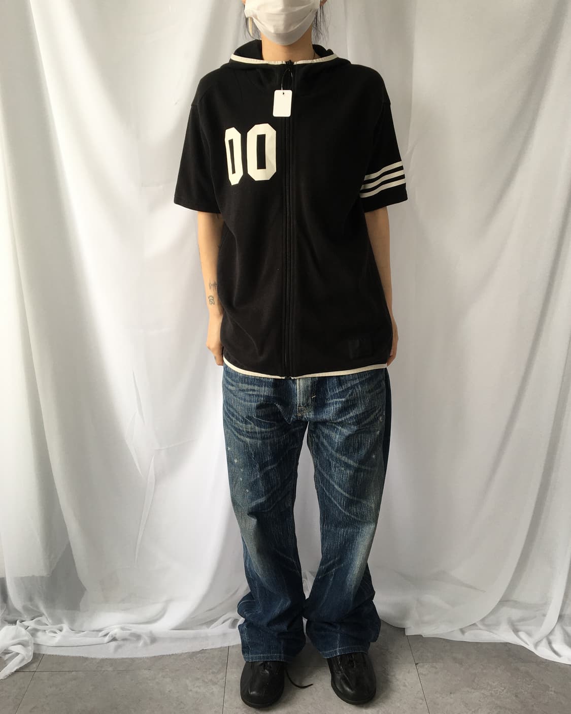 Half sleeve hood zip up 상품이미지5