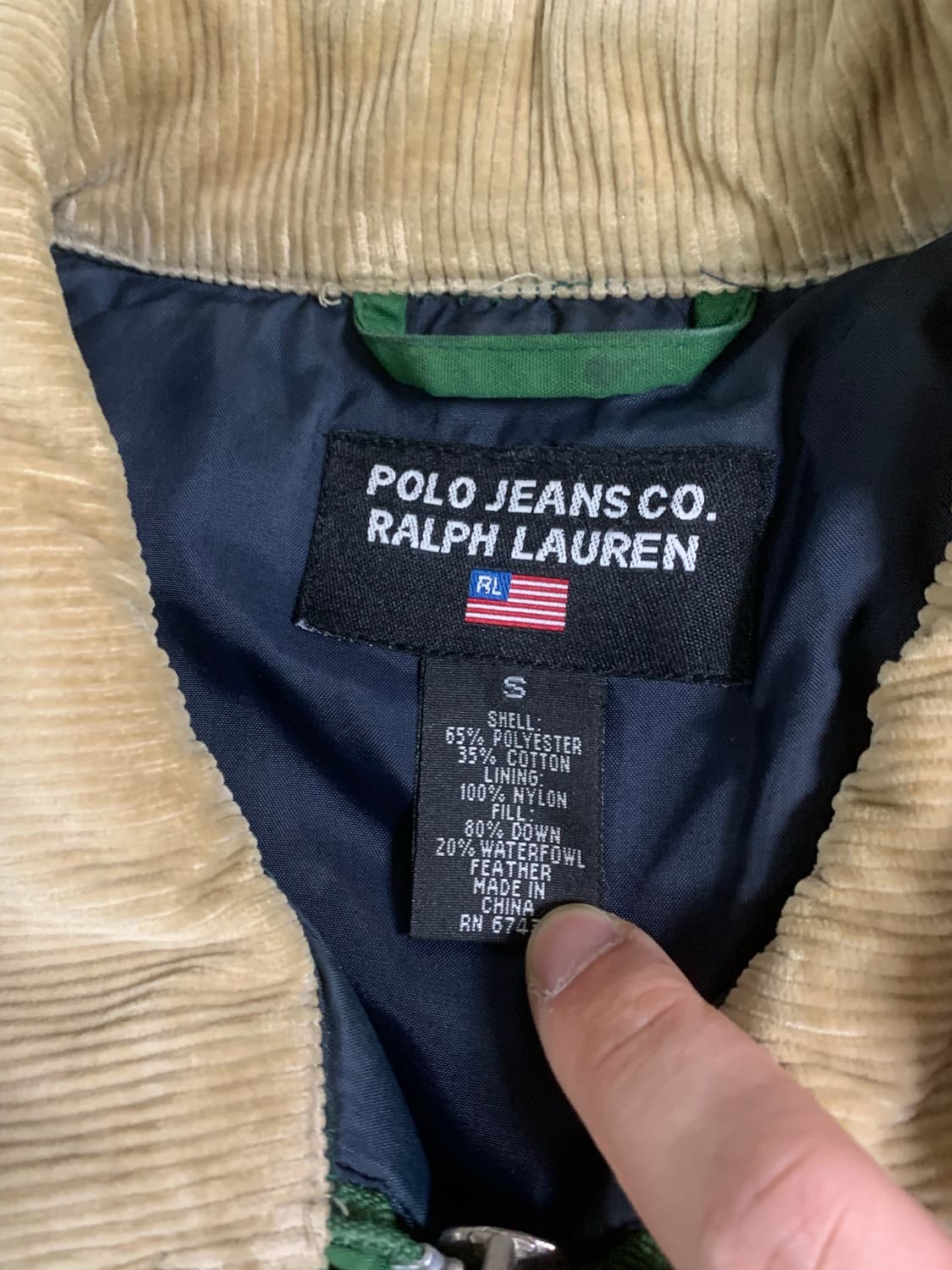 S) 90‘s 폴로 진스 푸퍼 코듀로이 자켓 상품이미지3