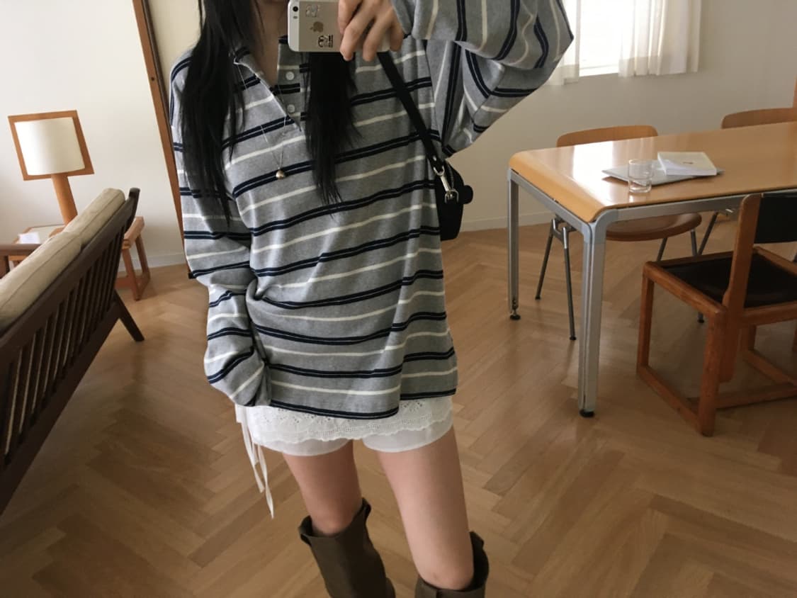 아워캐비넷 ourcabinet 럭비 스트라이프 오버티셔츠 상품이미지3