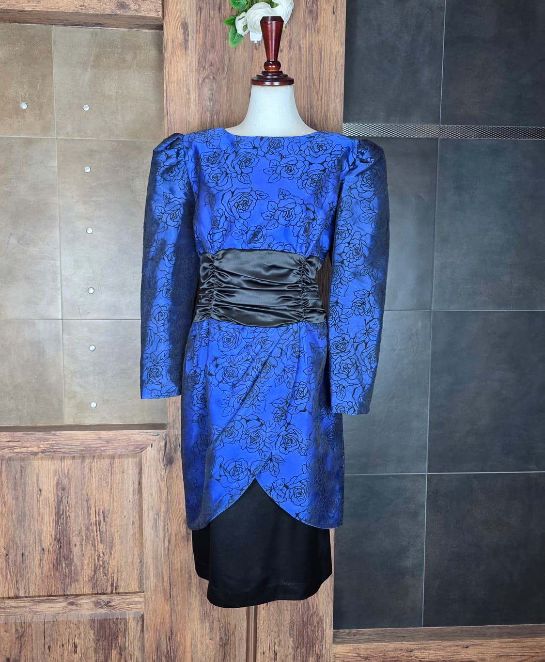 빈티지 로얄 블루 드레스 상품이미지2