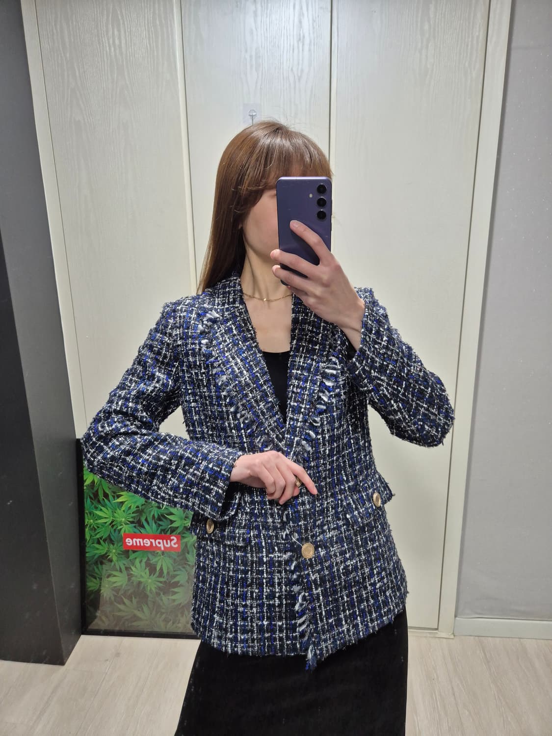 마리끌레르 트위드 자켓. 블루 상품이미지9