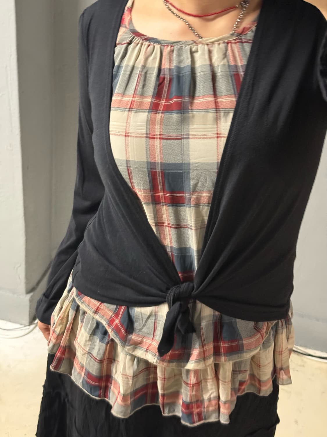 check pattern top layered cardigan 상품이미지2