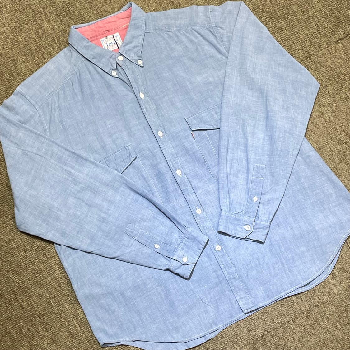 (XL) 90~00s Levi's 리바이스 화이트탭 데님 셔츠 상품이미지1