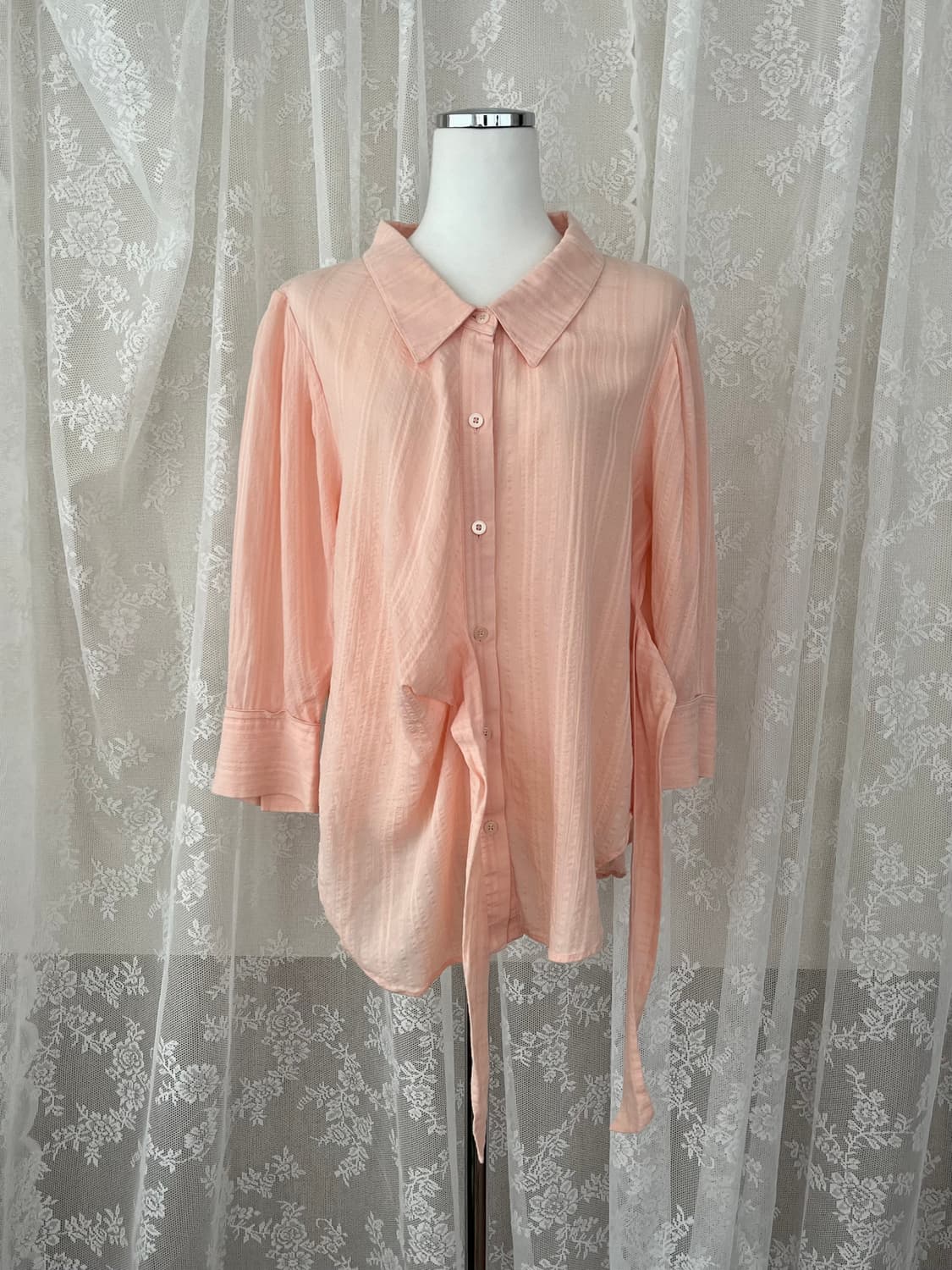 S) 온앤온 매듭 블라우스 셔츠 핑크 상품이미지2