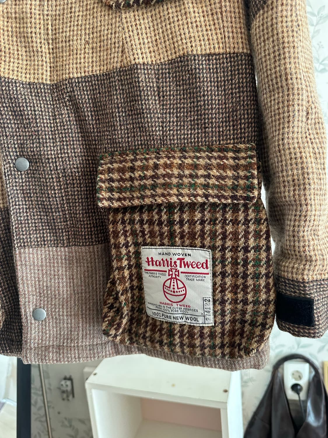 해리스트위드 패치워크 후드 자켓 XL(100-105) 상품이미지4