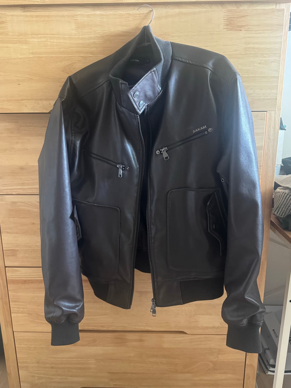 아캄 High-Neck 레더 자켓 브라운 (남/녀) 상품이미지1