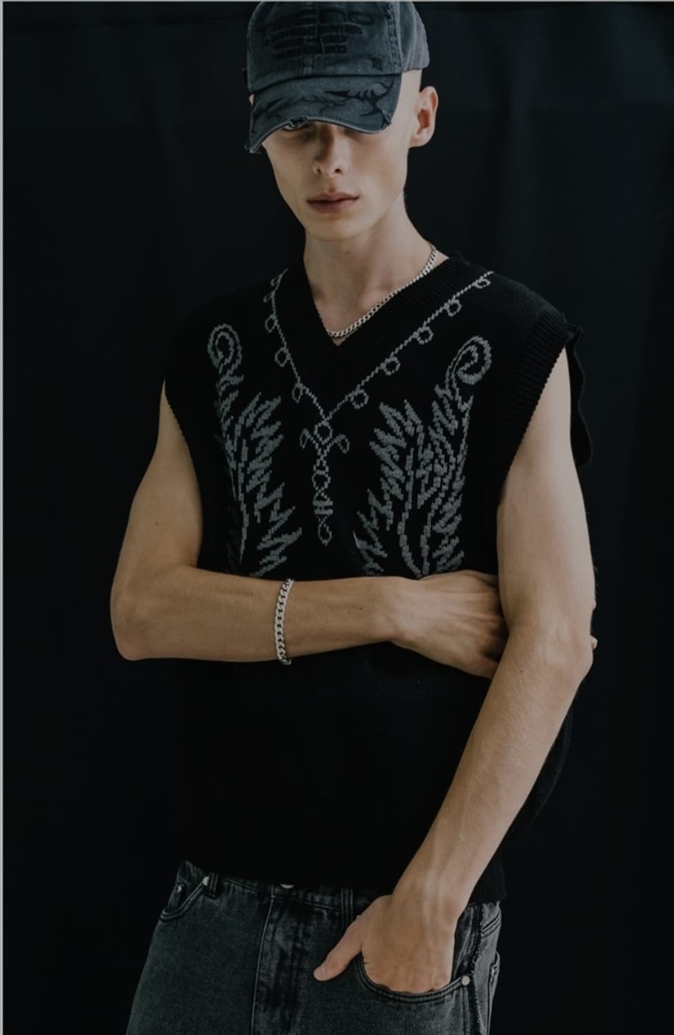 바스틱 웨스턴 패턴 니트 베스트 / 남성 조끼/ 남성 베스트  상품이미지1