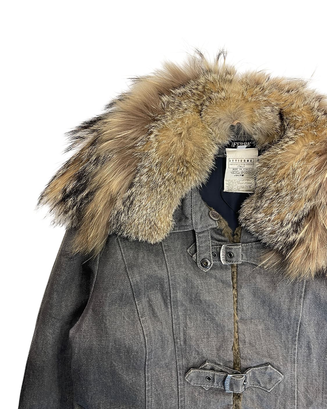 지안프랑코 페레 진 벨트 클로저 디테일 퍼 트리밍 데님 자켓 상품이미지7