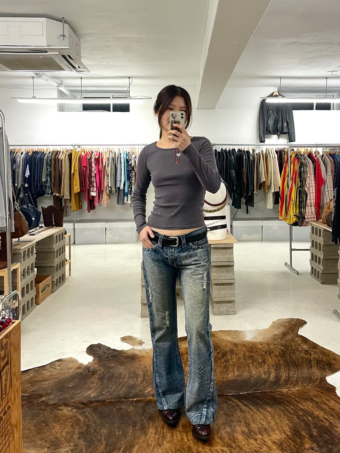 VTG hard washed boots cut denim 상품이미지9