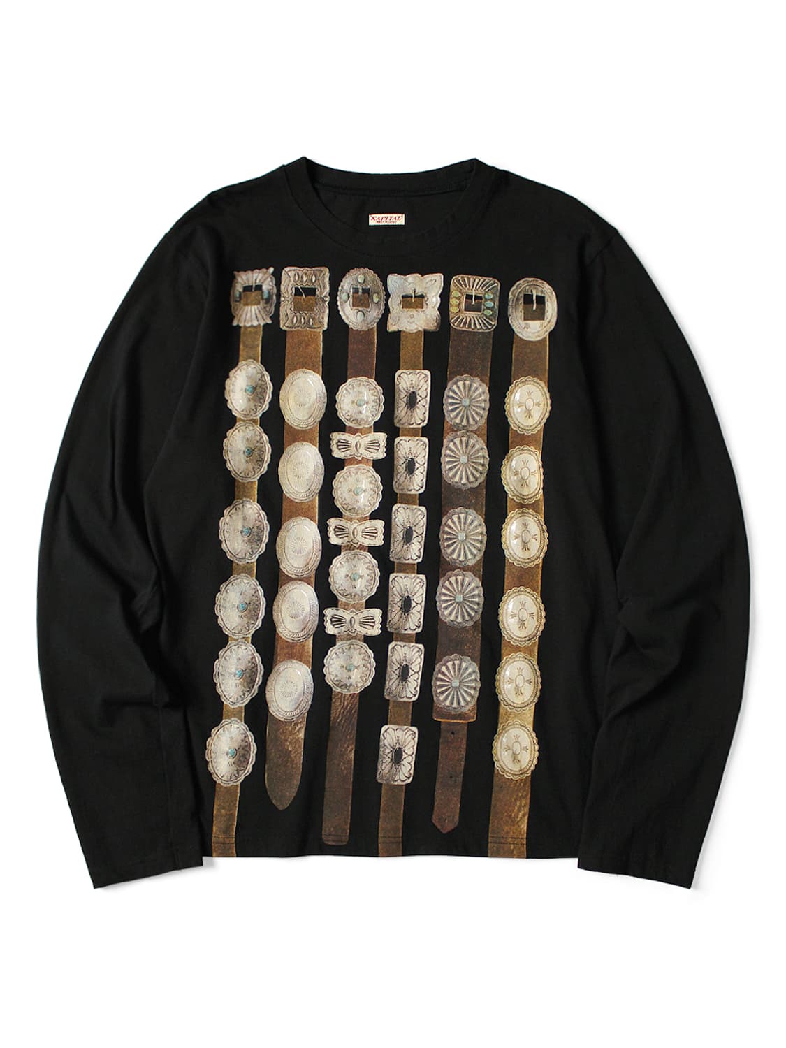 캐피탈 20 커튼 콘초 프린트 저지 크루 롱 티셔츠 블랙 3 상품이미지1