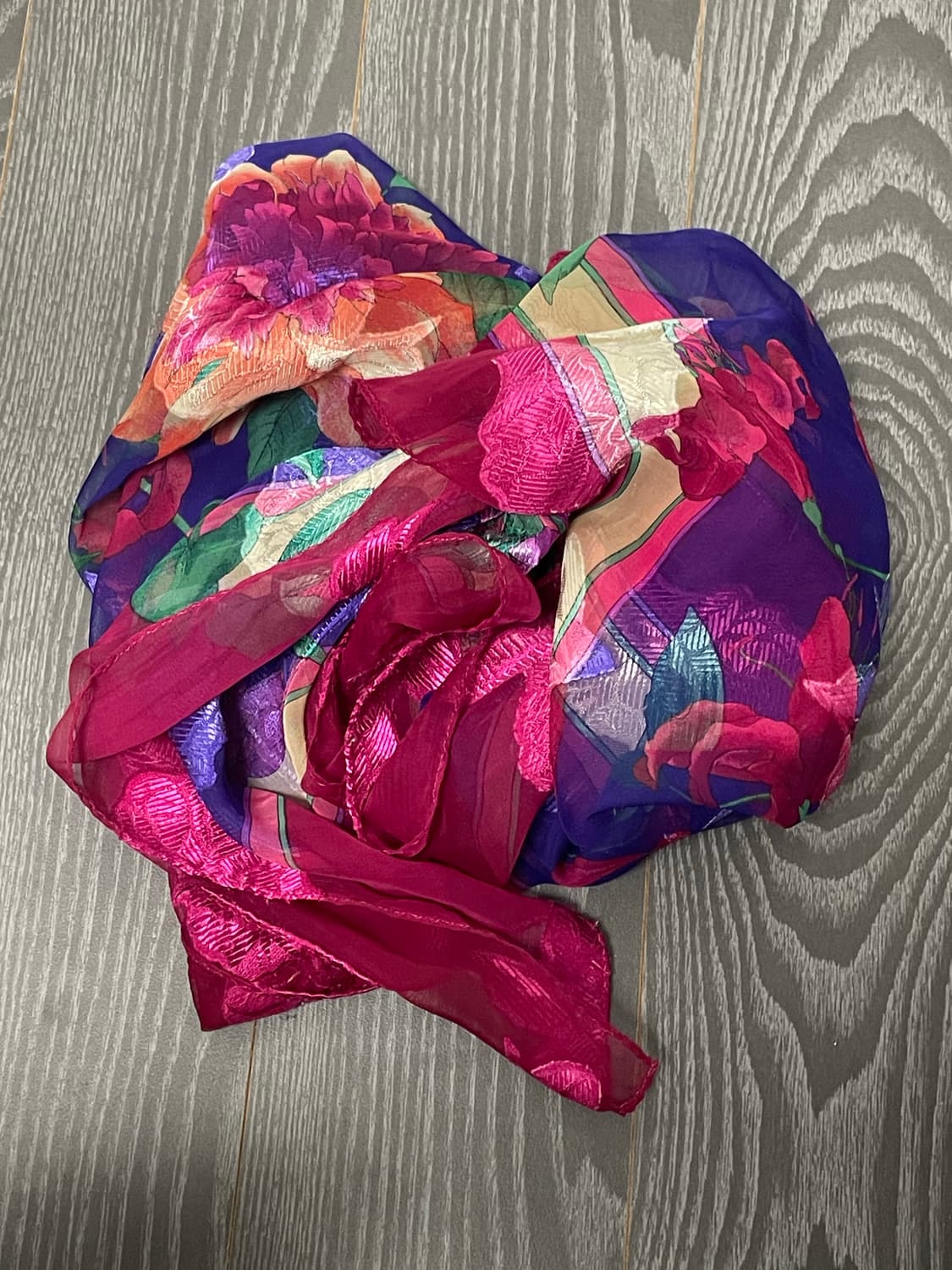 오리엔탈 동양 핑크퍼플 플라워 플로럴 시스루 스카프 페어리 상품이미지4