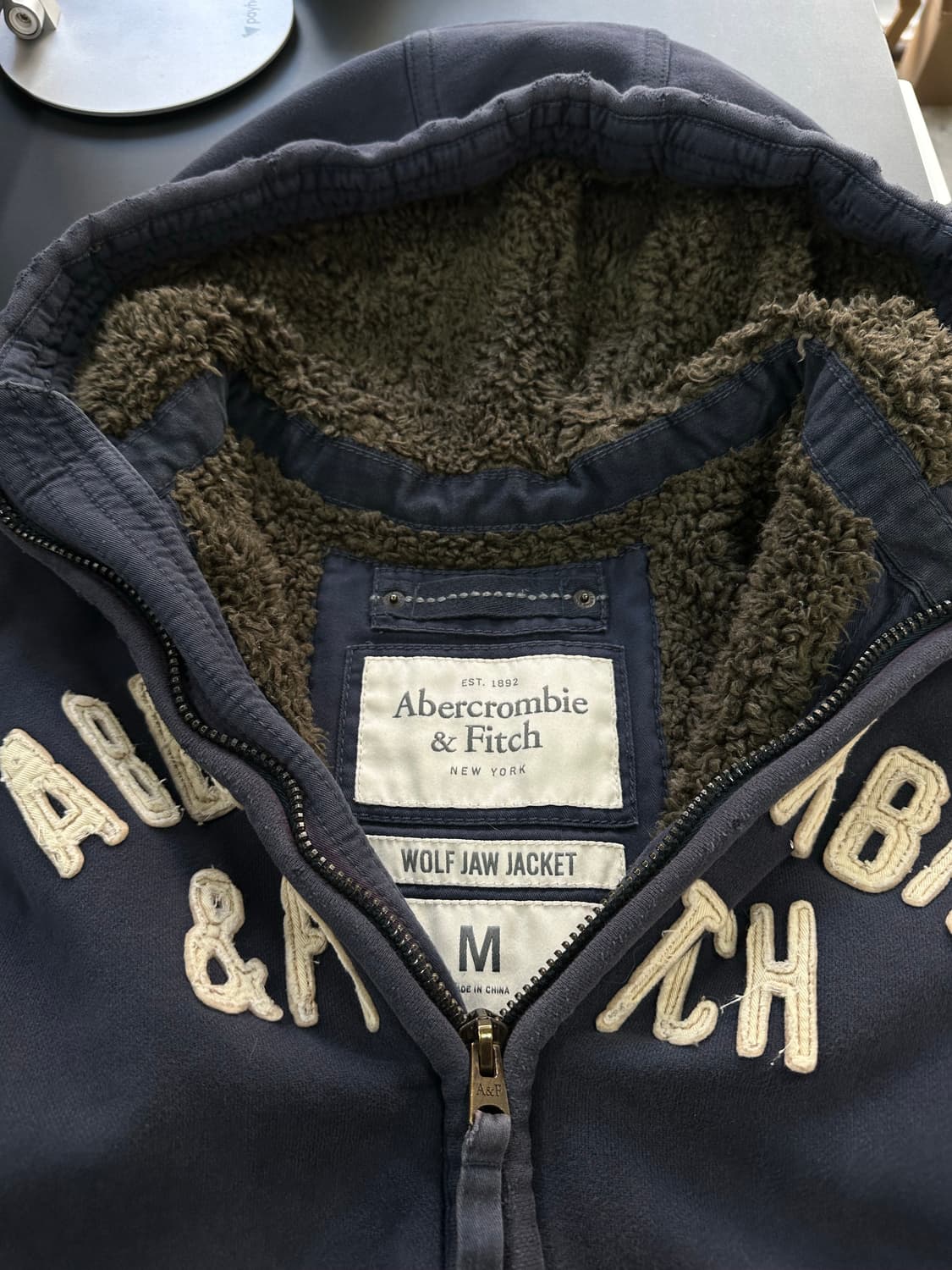 아베크롬비 울프죠 양털 후드집업자켓 네이비 상품이미지6