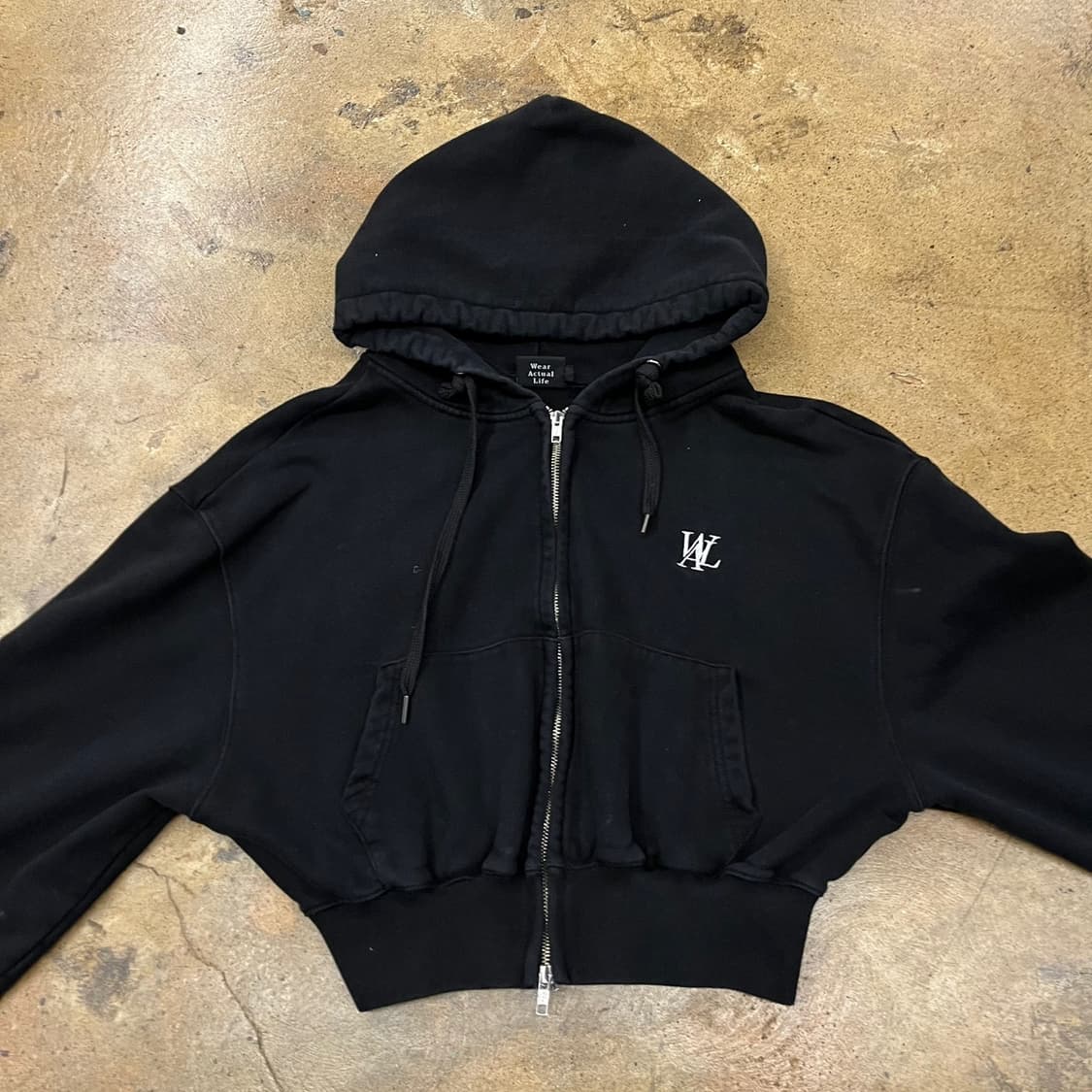 [정품/S] 우알롱 검정색 후드 집업 b19 상품이미지3