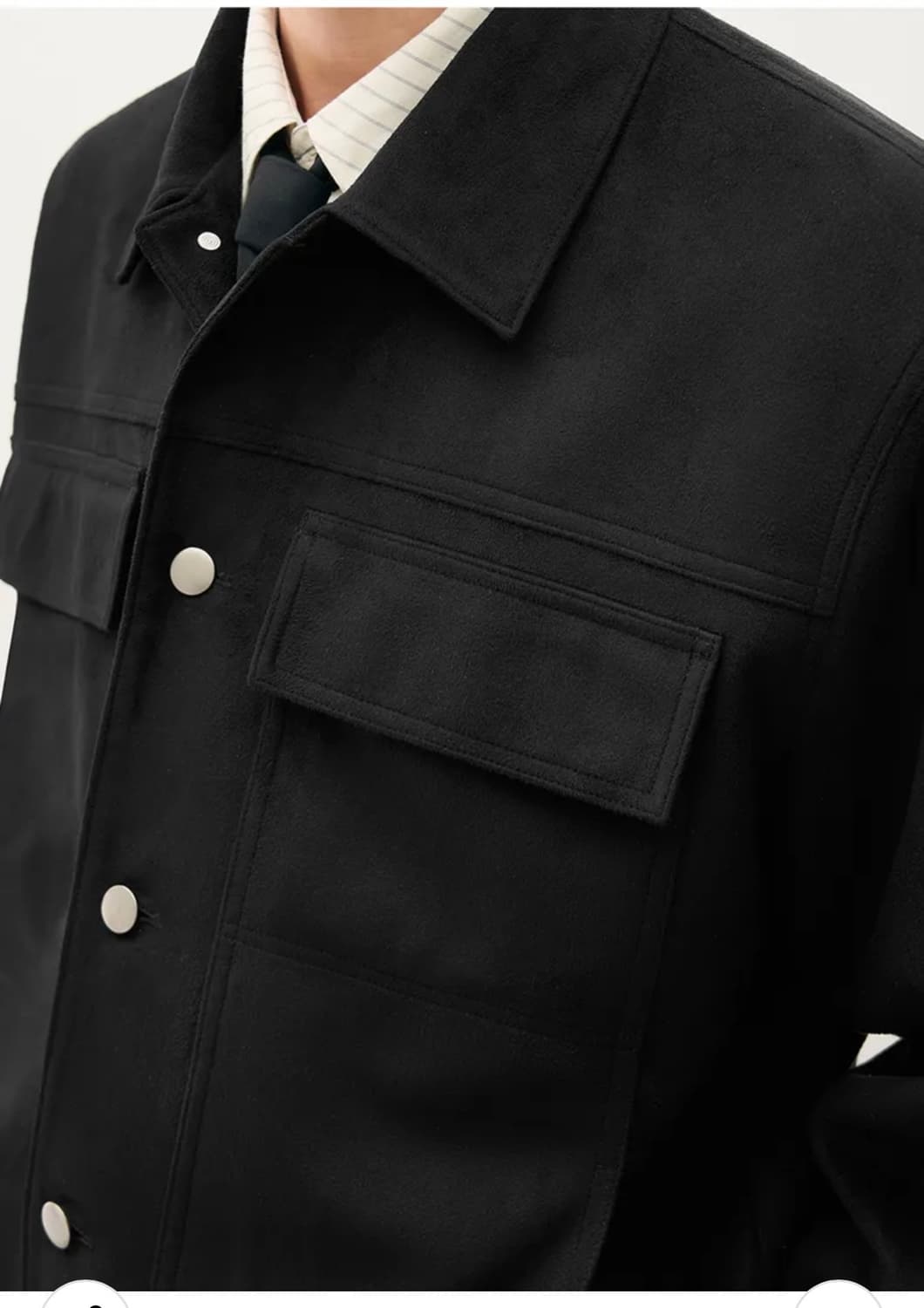 (L) 드로우핏 레이어 미니멀 스웨이드 자켓 [BLACK] 판매 상품이미지9