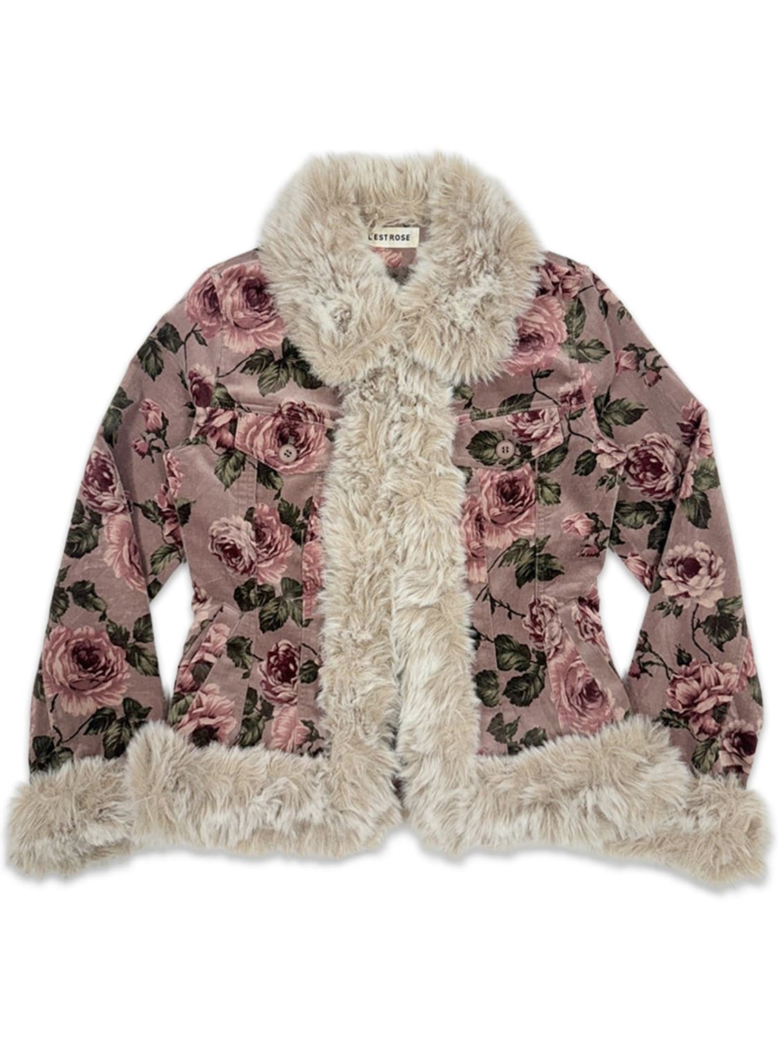 빈티지 L'est rose 핑크로즈 슬림핏 퍼 자켓 상품이미지1