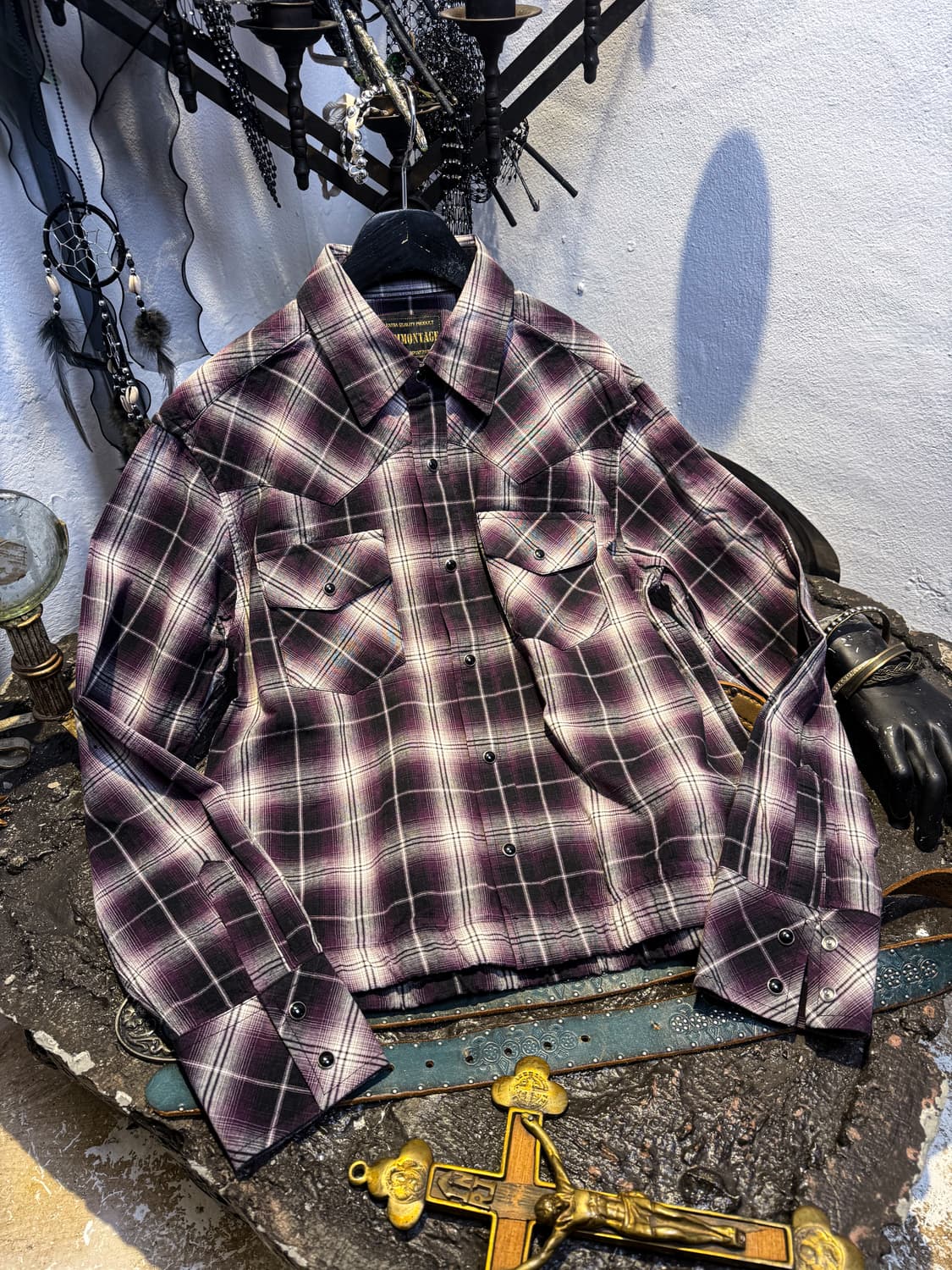 Purple Ombre Check Western Shirt Blouson 상품이미지6