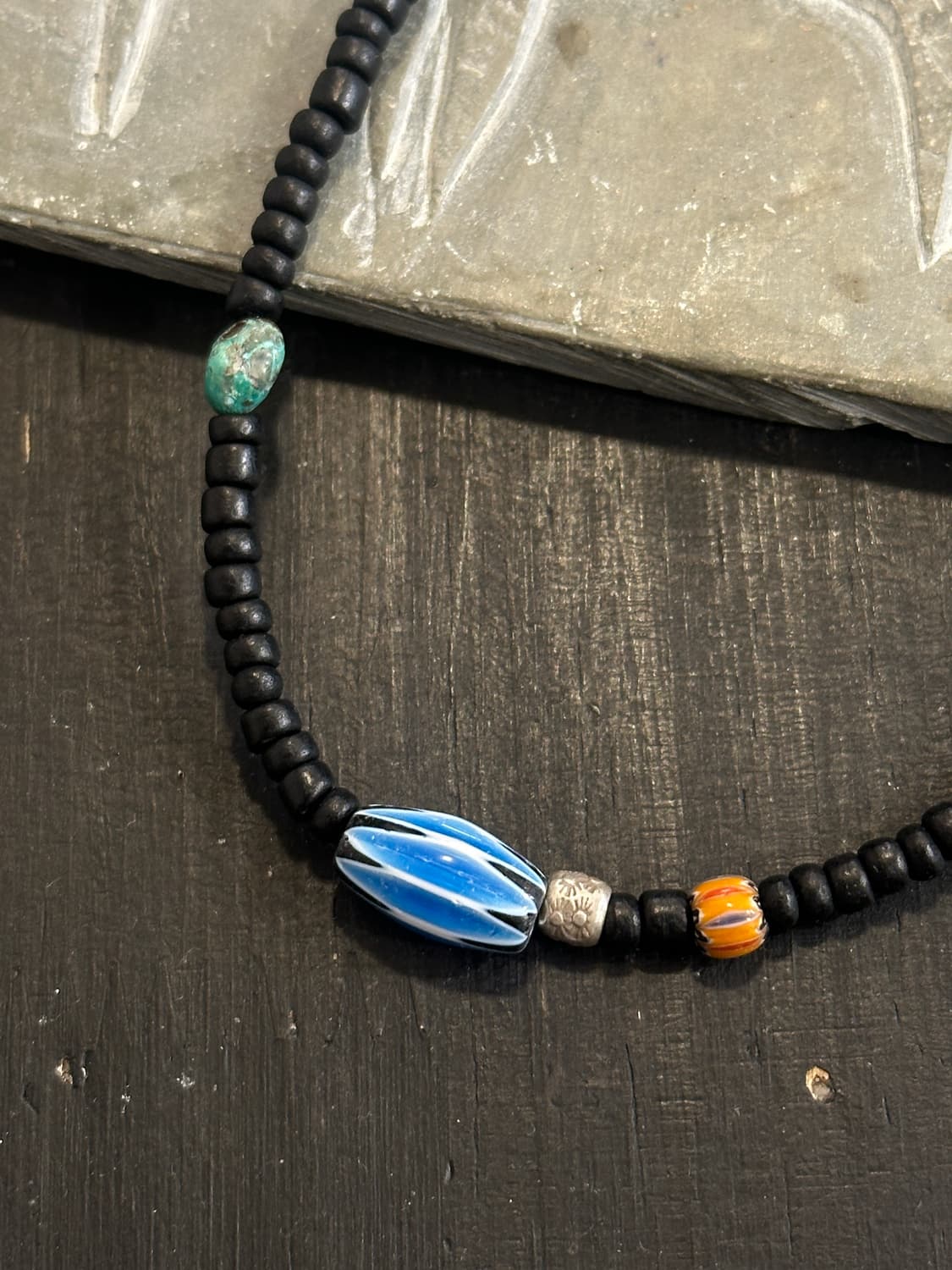 Musta glass beads turquoise black neckla 상품이미지6