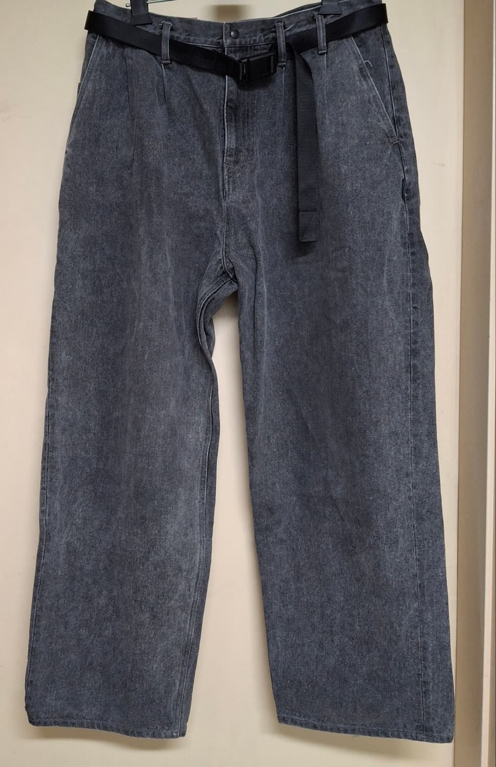 [2] 모이프 와이드 벨티드 데님 블리치드 블랙 moif 상품이미지5