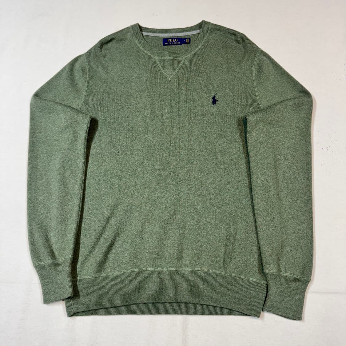 M) 폴로 랄프로렌 피마코튼 라운드넥 니트 그린 상품이미지1