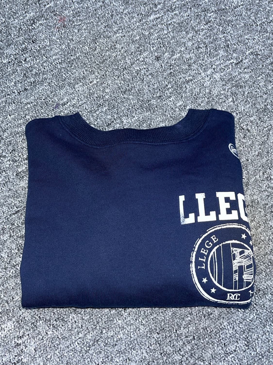 렉토 LLEGE 로고 크롭 맨투맨 스웻셔츠 후드티 네이비 상품이미지10